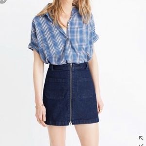 Madewell zip front denim skirt